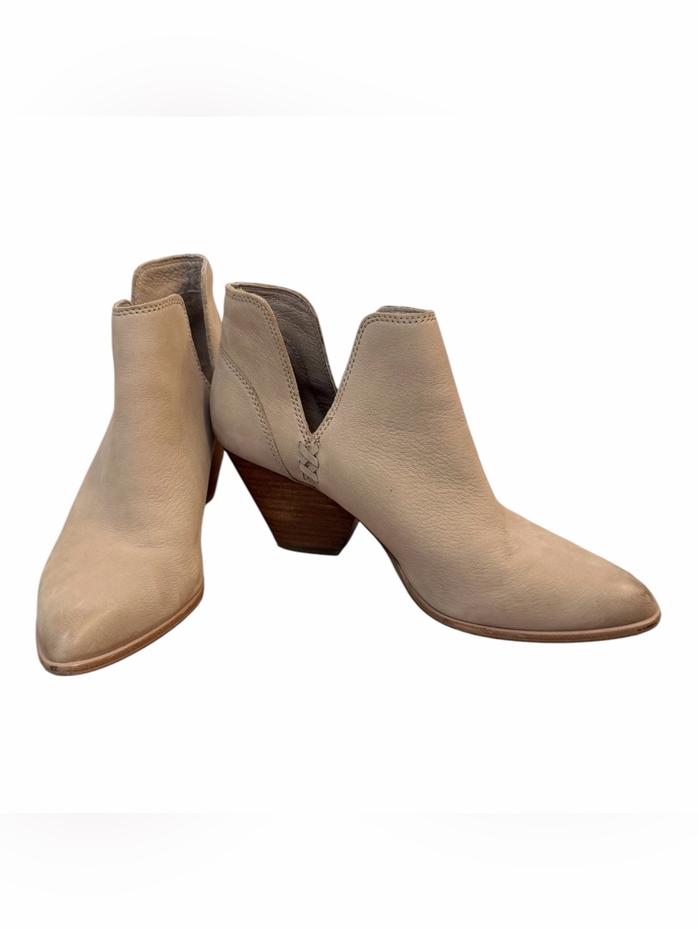 Frye Ankle Booties Women's Tan Leather Slip on Heel Pointed Toe Boho Cowgirl 8.5
